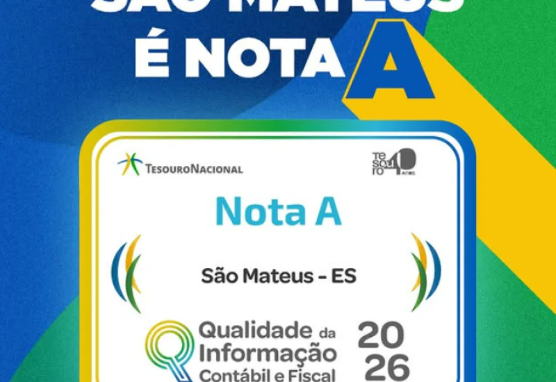 Tesouro Nacional concede Nota A a São Mateus no Siconfi 2026
