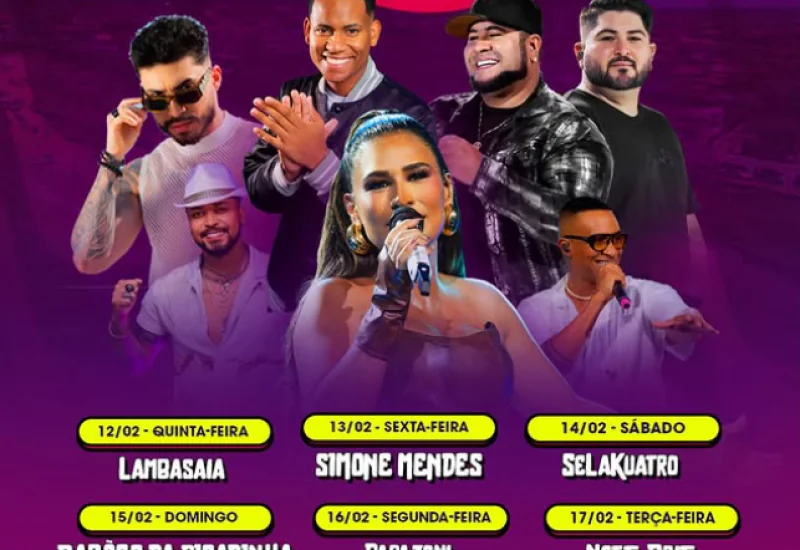 PROGRAMAÇÃO OFICIAL: CARNAVAL GURIRI 2026