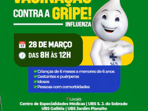 Vacinação contra gripe acontece neste sábado em Pinheiros