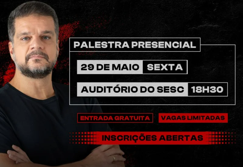 Inscrições para palestra de Rodrigo Pimentel em São Mateus estão abertas