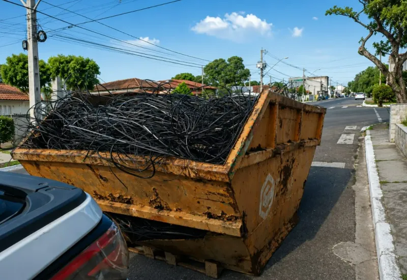 Linhares retira 1,8 tonelada de fios em desuso de avenida