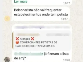 Lista de boicote a profissionais por posição política circula em ao menos 6 cidades do ES